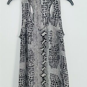 Joie Black and Gray Snakeskin Patterned Racerback silk Tank Top